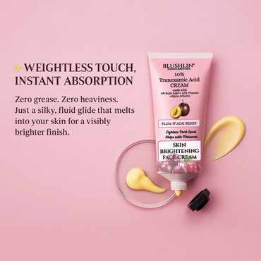 10% Tranexamic Acid Cream helps Pigmentation, Even Skin Tone, Reduce Dark Spots, Blemishes and Scars - 10gm