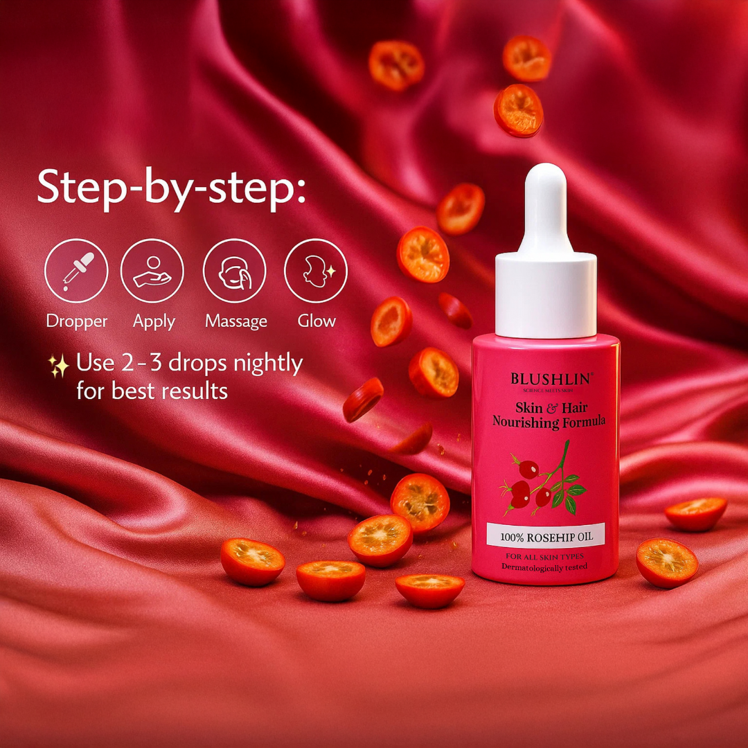 Rosehip Oil 100% Pure Cold-Pressed - for Hair & Skin | Glow, Repair & Nourish