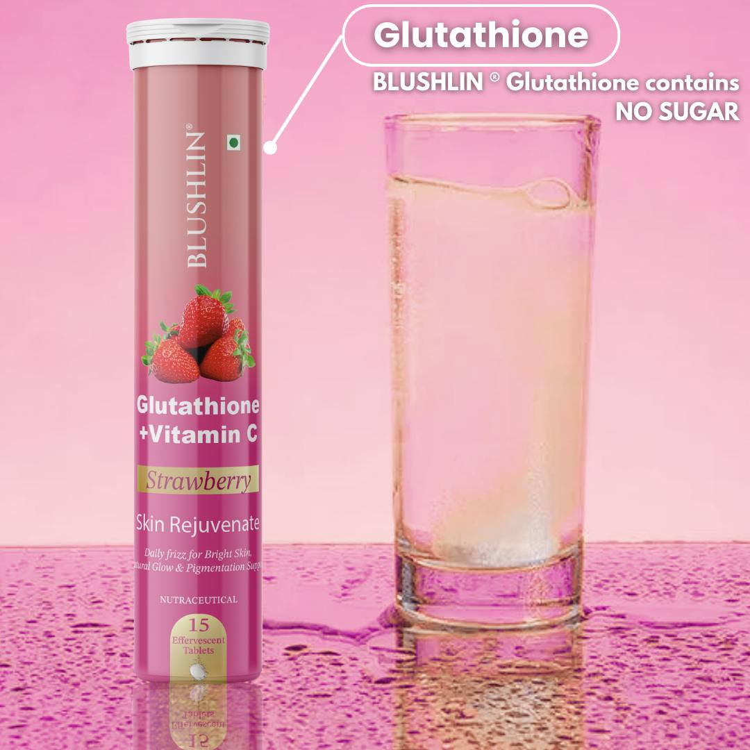 Glutathione Effervescent Tablets With Vitamin C For Skin Brighteing | Sugar-Free Strawberry Flavour