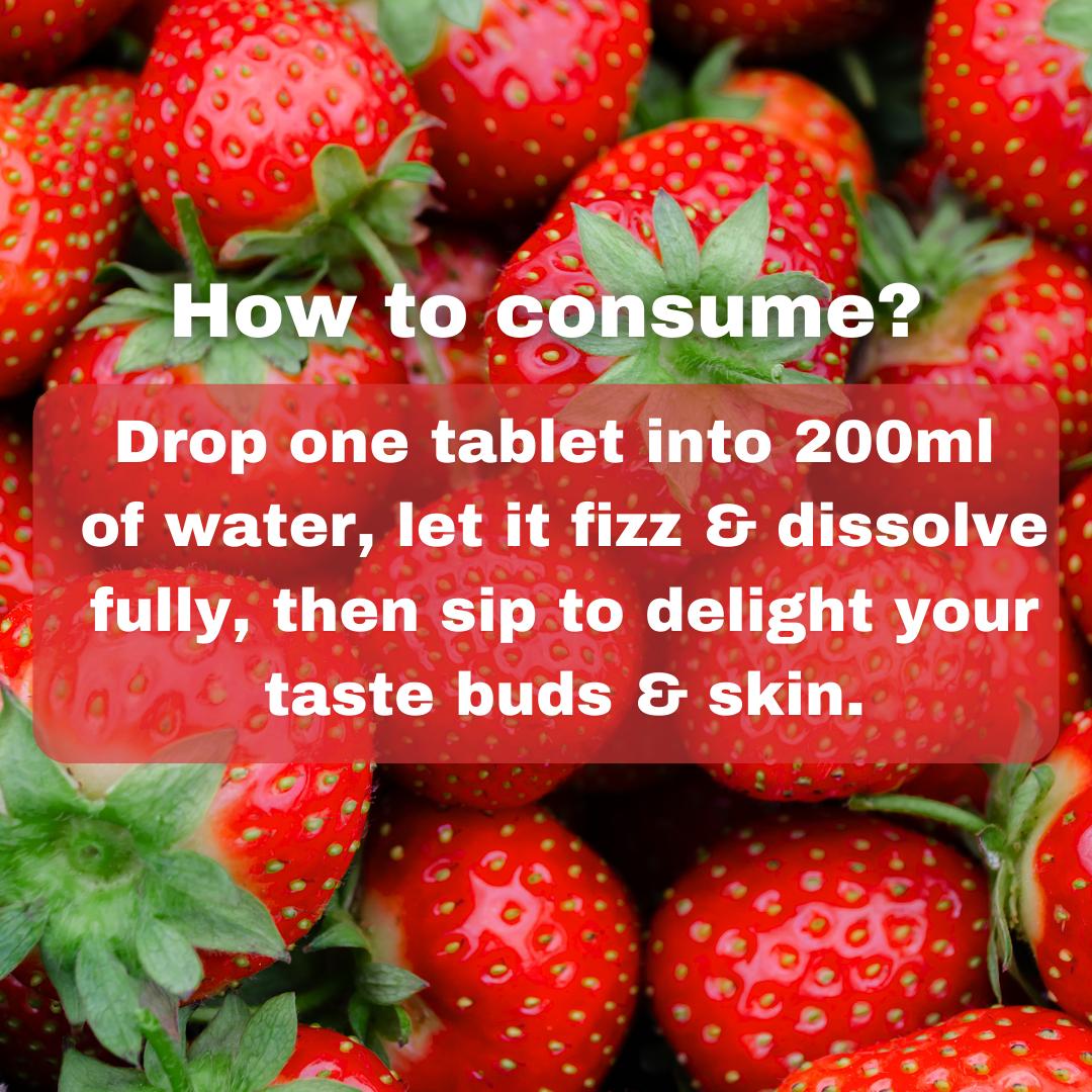Glutathione Effervescent Tablets With Vitamin C For Skin Brighteing | Sugar-Free Strawberry Flavour