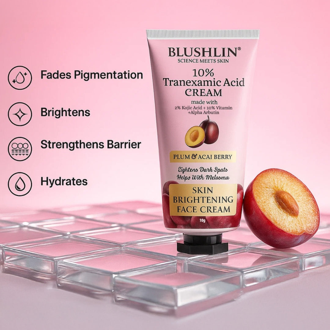 10% Tranexamic Acid Cream helps Pigmentation, Even Skin Tone, Reduce Dark Spots, Blemishes and Scars - 10gm