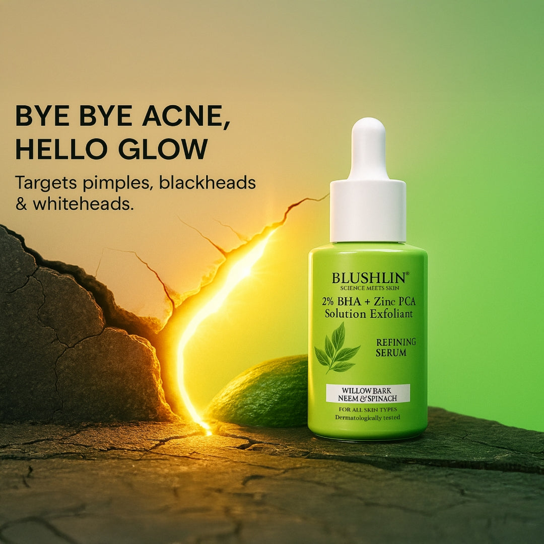 Blushlin Salicylic Acid Serum 2% with Neem, Tea Tree & Ceramidine | Fights Acne, Clears Blackheads, Controls Oil