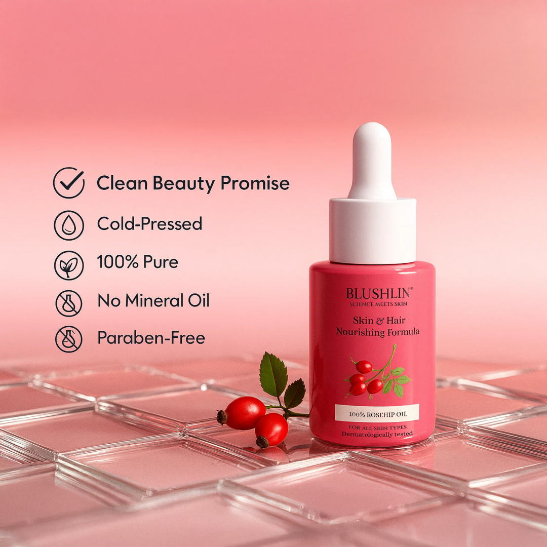 Rosehip Oil 100% Pure Cold-Pressed - for Hair & Skin | Glow, Repair & Nourish