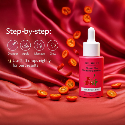 Rosehip Oil 100% Pure Cold-Pressed - for Hair & Skin | Glow, Repair & Nourish