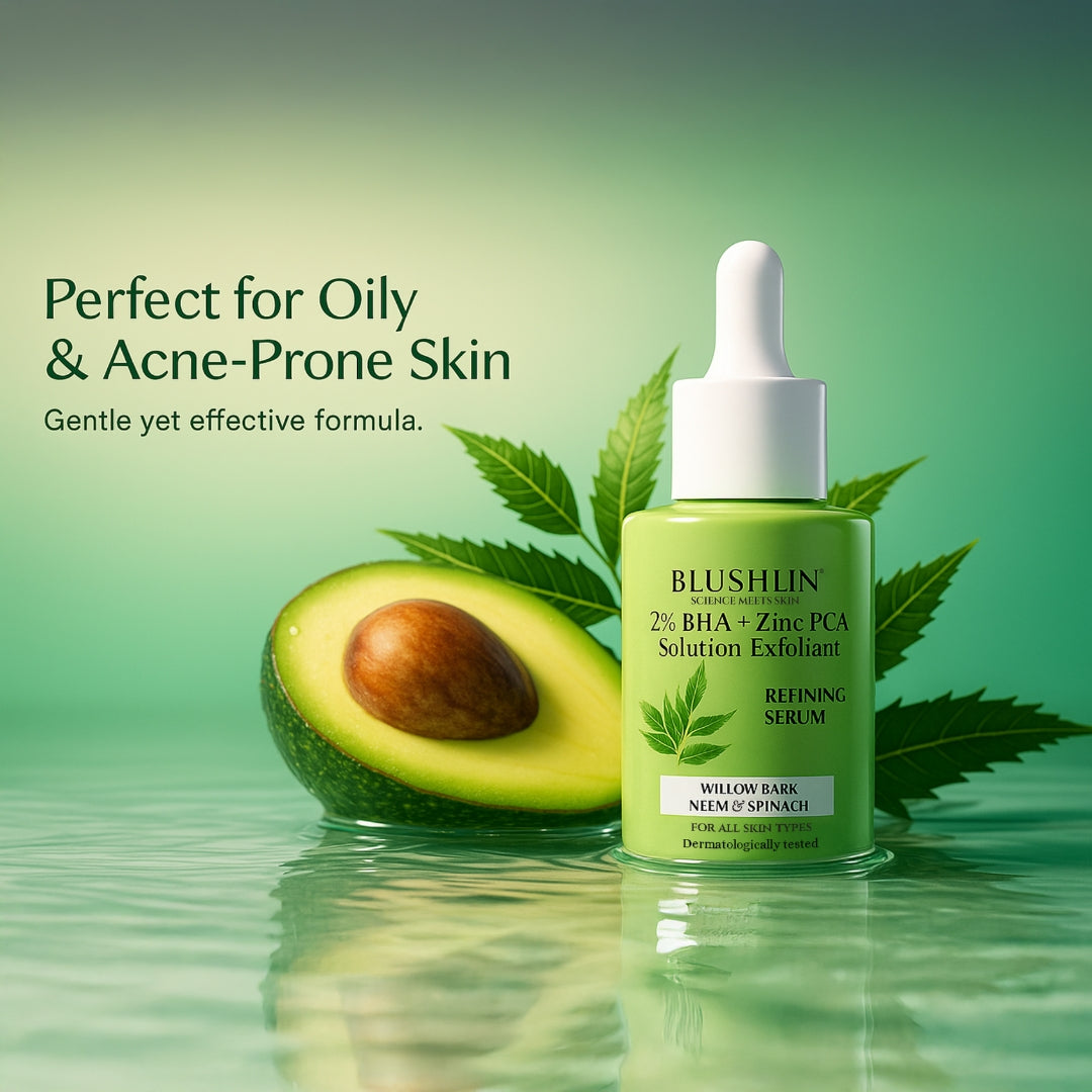 Blushlin Salicylic Acid Serum 2% with Neem, Tea Tree & Ceramidine | Fights Acne, Clears Blackheads, Controls Oil