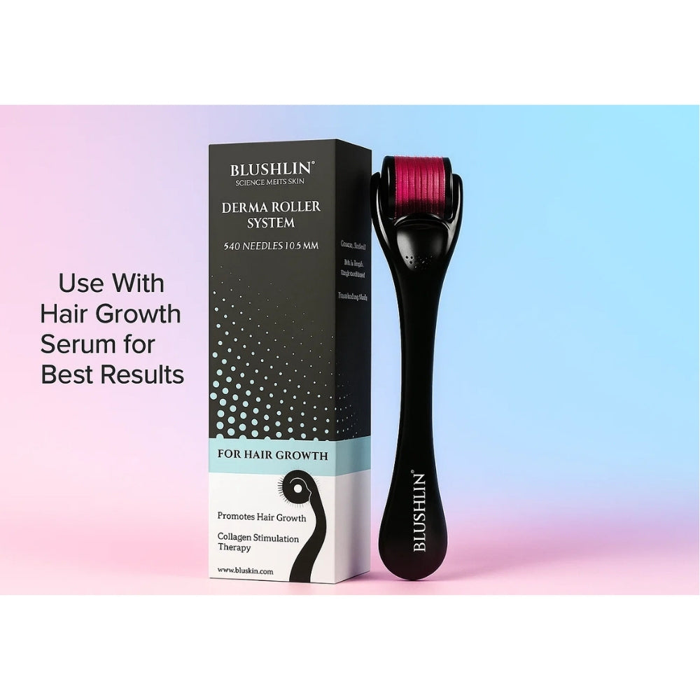 Derma Roller For Hair Growth 0.5 mm | 540 Titanium Needles | For Activates Hair Follicles, Hair Fall & Hair Thickening