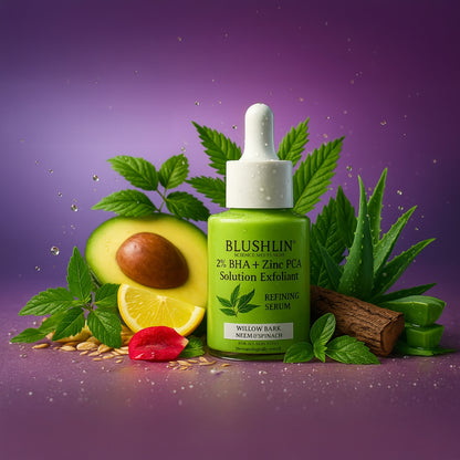 Blushlin Salicylic Acid Serum 2% with Neem, Tea Tree & Ceramidine | Fights Acne, Clears Blackheads, Controls Oil