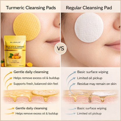 Kojic Acid + Turmeric Face Pads for Brightening & Clear Skin – Gentle Exfoliation, Calming & Refreshing Wipes for Daily Glow