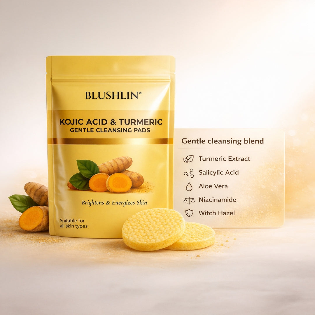 Kojic Acid + Turmeric Face Pads for Brightening & Clear Skin – Gentle Exfoliation, Calming & Refreshing Wipes for Daily Glow
