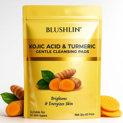 Kojic Acid + Turmeric Face Pads for Brightening & Clear Skin – Gentle Exfoliation, Calming & Refreshing Wipes for Daily Glow