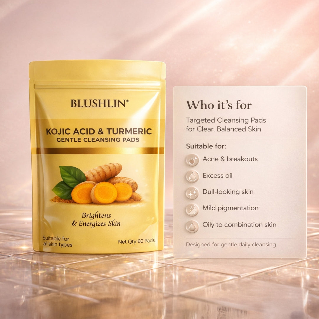 Kojic Acid + Turmeric Face Pads for Brightening & Clear Skin – Gentle Exfoliation, Calming & Refreshing Wipes for Daily Glow